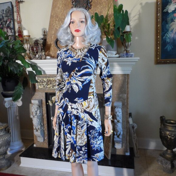 Stella McCartney Blue Multi Color A Line Dress w/Zippers Detail Size IT 38- US 4 - Picture 1 of 16
